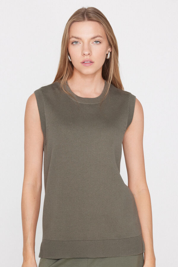 Gilet Cotone e Modal in Maglia Calata  