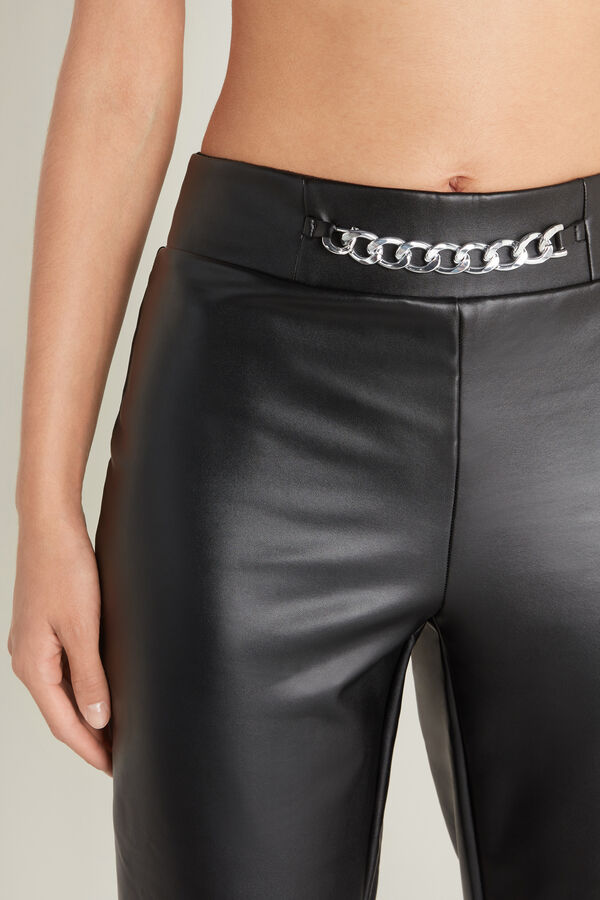 Coated-Effect Thermal Trousers with Chain  