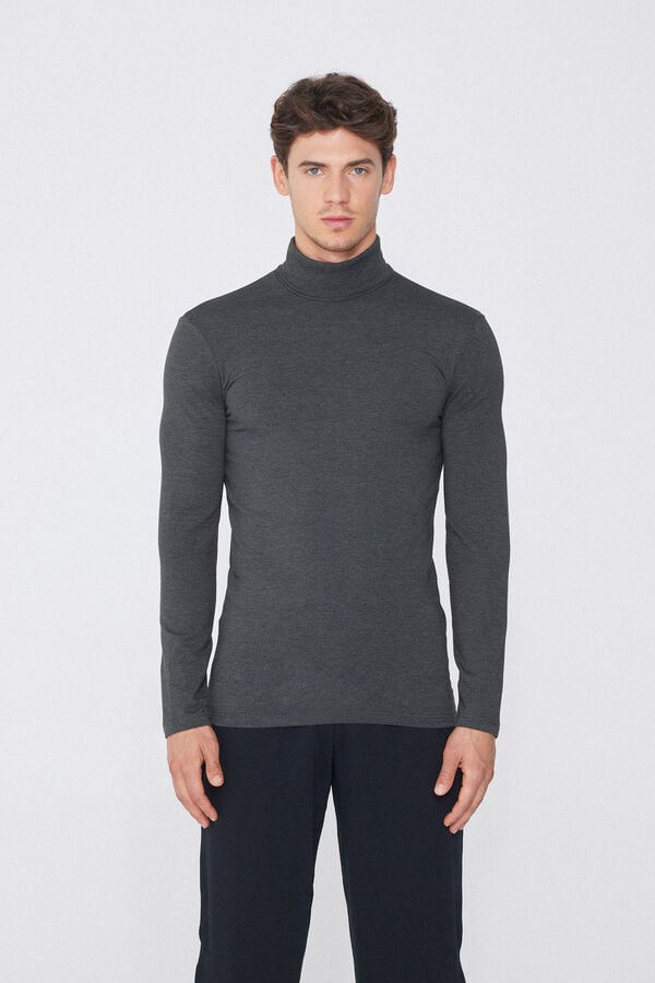 Maglia Collo Alto in Cotone Termico con Manica Lunga  