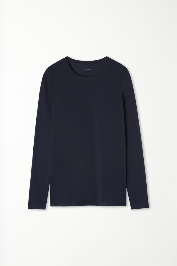 Long-Sleeve Crew-Neck Stretch-Cotton Top  
