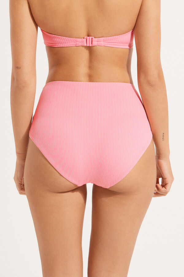 High-Waist Bikini Bottoms in Recycled Ribbed Microfibre  