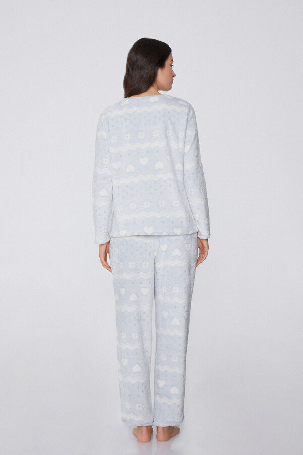 Nordic Print Long Devoré Fleece Pyjamas  