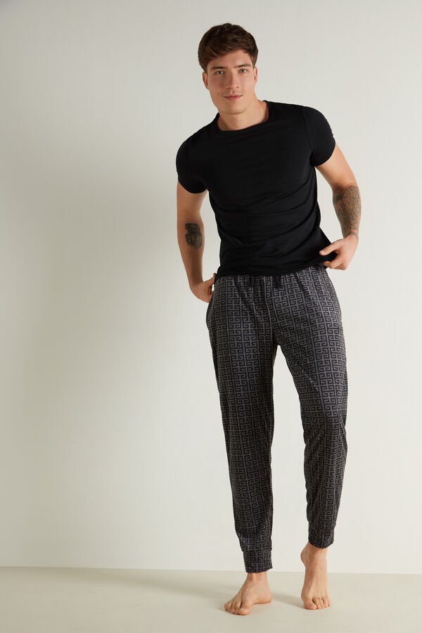 Long Microfleece Trousers with Drawstring  