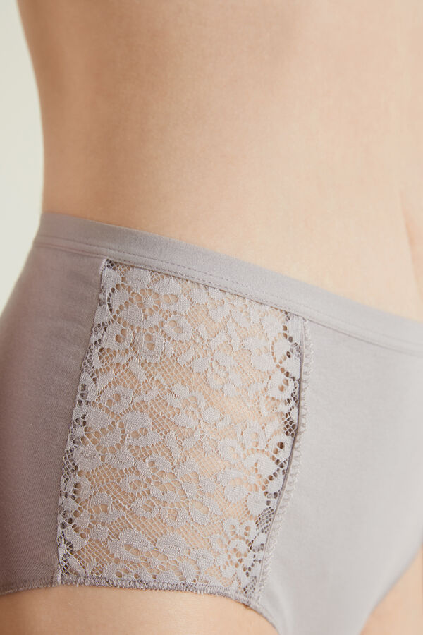 Cotton and Recycled Lace High-Waist Knickers  