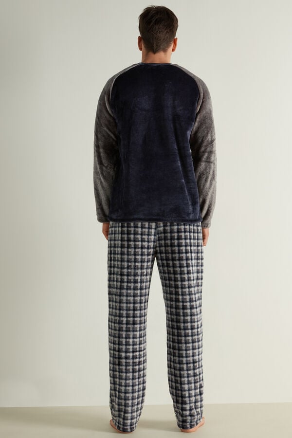 Full-Length Color Block Fleece Pajamas  