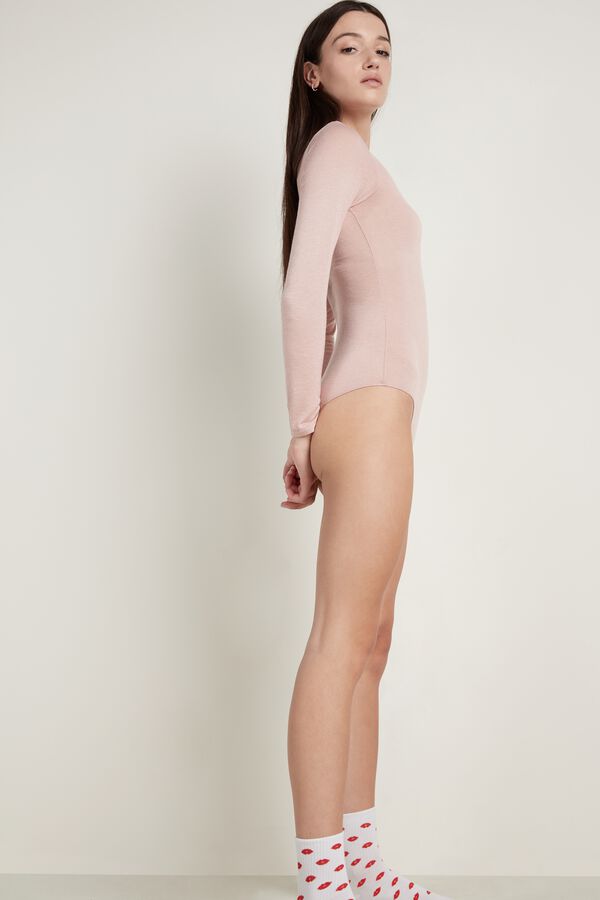 Merino Wool Blend Long Sleeve Bodysuit  