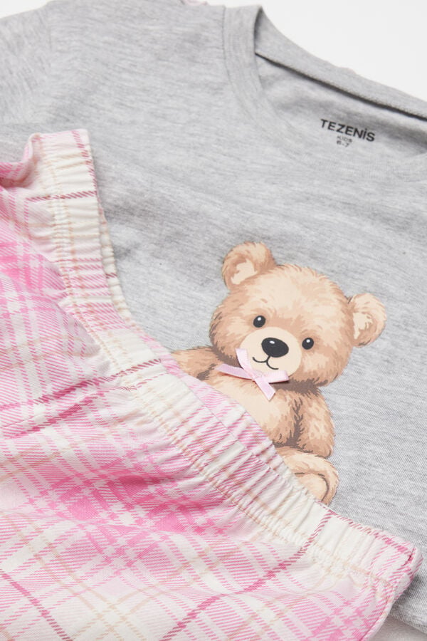 Dievčensk&eacute; Dlh&eacute; Bavlnen&eacute; Pyžamo s Potlačou Medved&iacute;ka Teddyho  