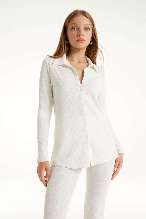 Long-Sleeved Crepe Shirt  