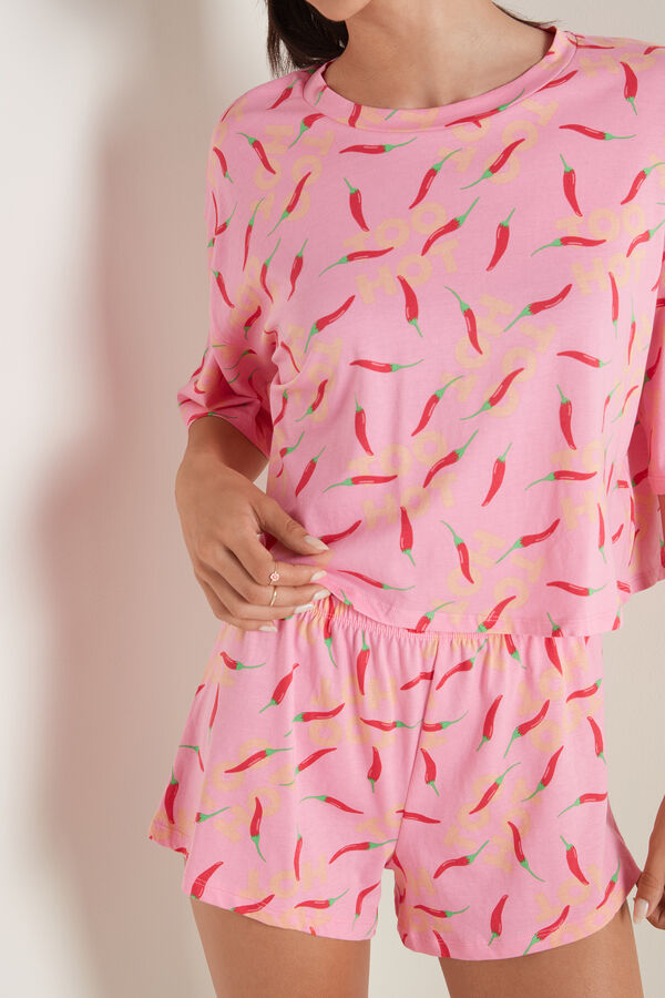 Short Sleeve Short Pyjamas with Pepper Print  