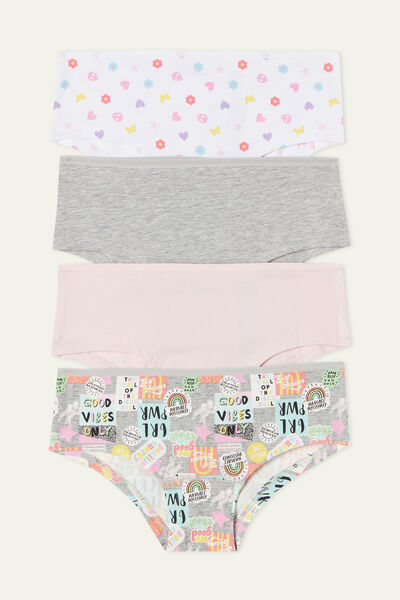 Pack of 4 Printed Cotton French knickers
