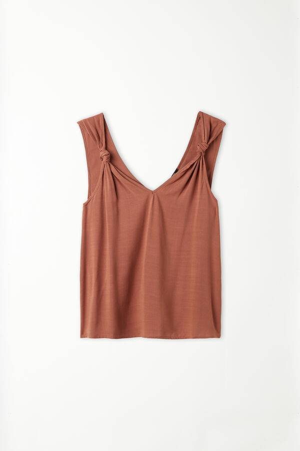 Brushed Canvas Vest Top with Knots  