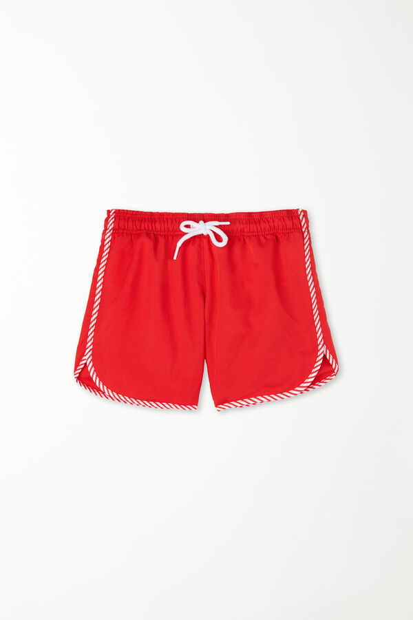 Boys’ Short Recycled Swimming Shorts with Piping  
