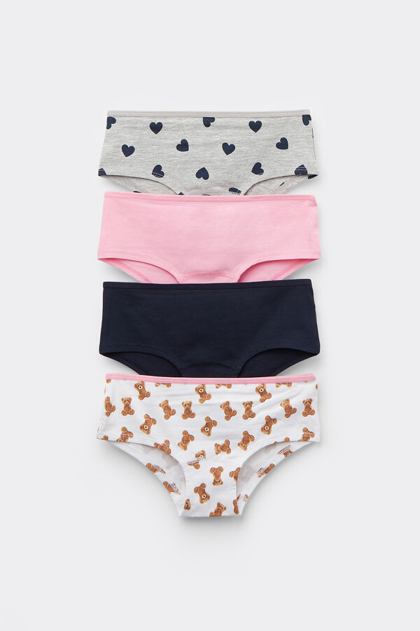 4 Pairs of Girls’ Printed Cotton Shorts  