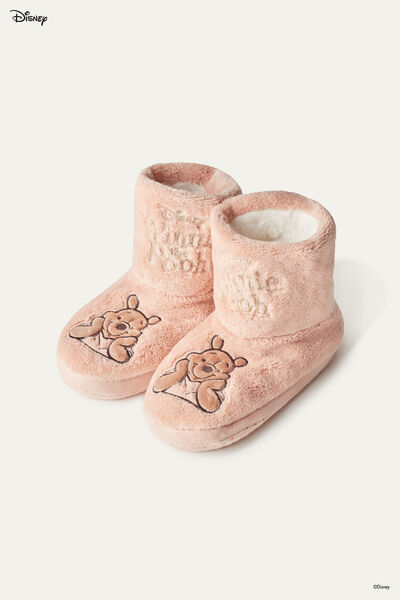 Unisex Kids’ Winnie the Pooh Print Fleece Slipper Boots
