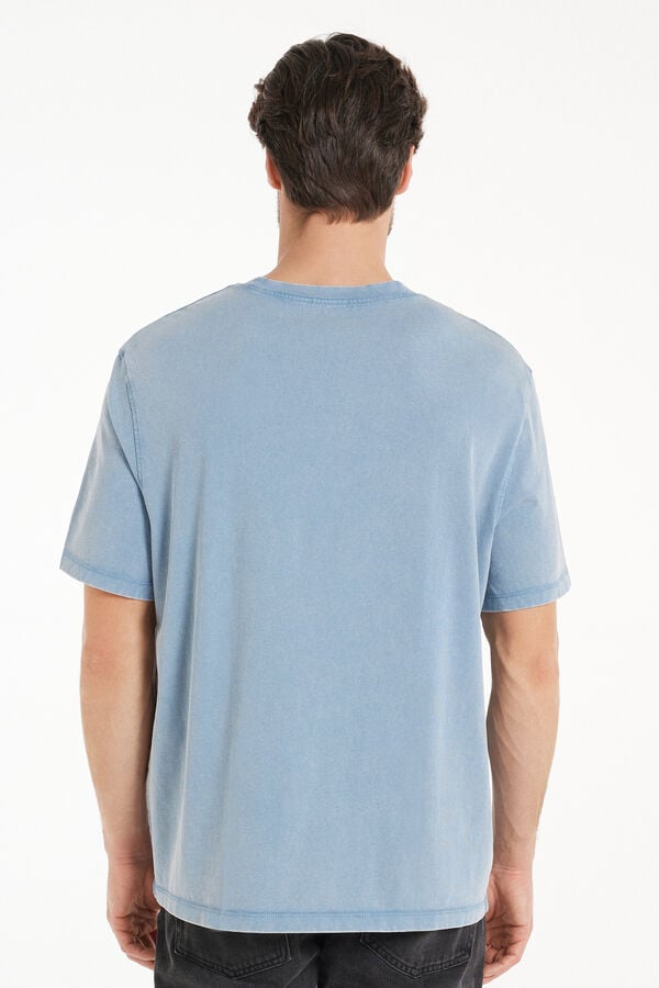 Rundhals-T-Shirt aus Baumwolle in verwaschener Optik  