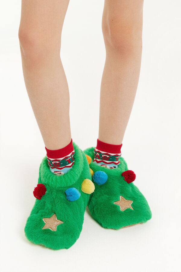 Kids’ Unisex Christmas Tree Bootie Slippers  