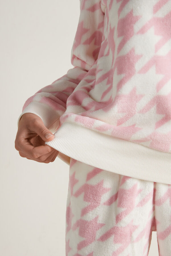 Full-Length Pajamas in Houndstooth Fleece  