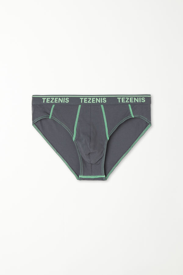 Cotton Briefs with Contrasting Seams and Logo  