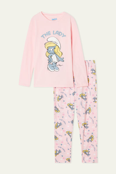 Langer Pyjama für Mädchen aus Baumwolle mit Schlumpfine-Print