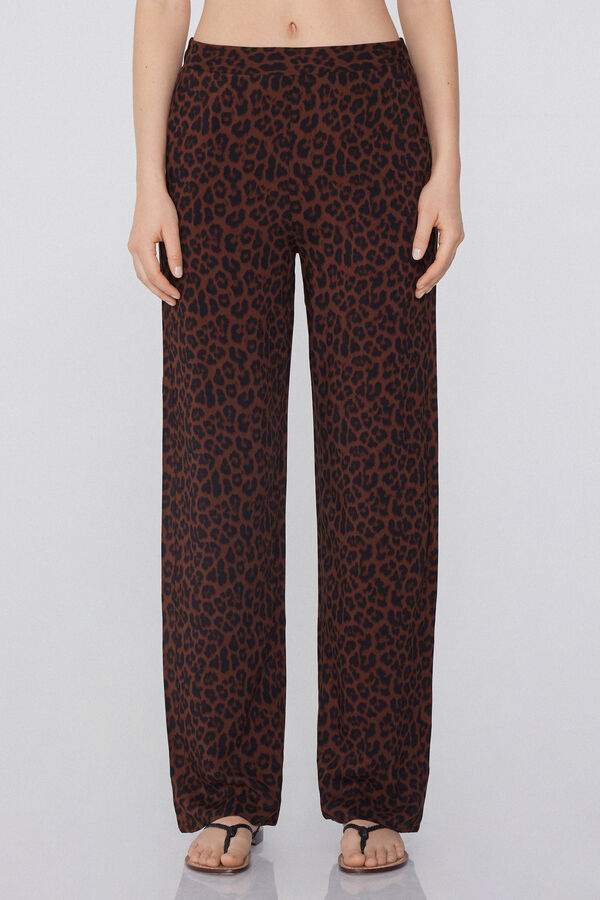 Straight Leg Viscose Fabric Full Leg Pants  