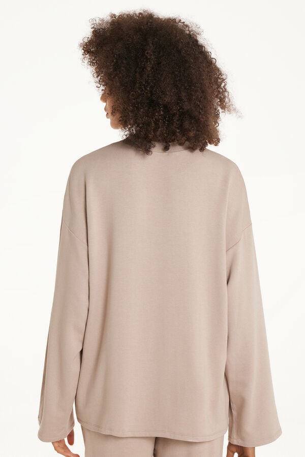 Oversized Long-Sleeved Fleece-Lined Top  