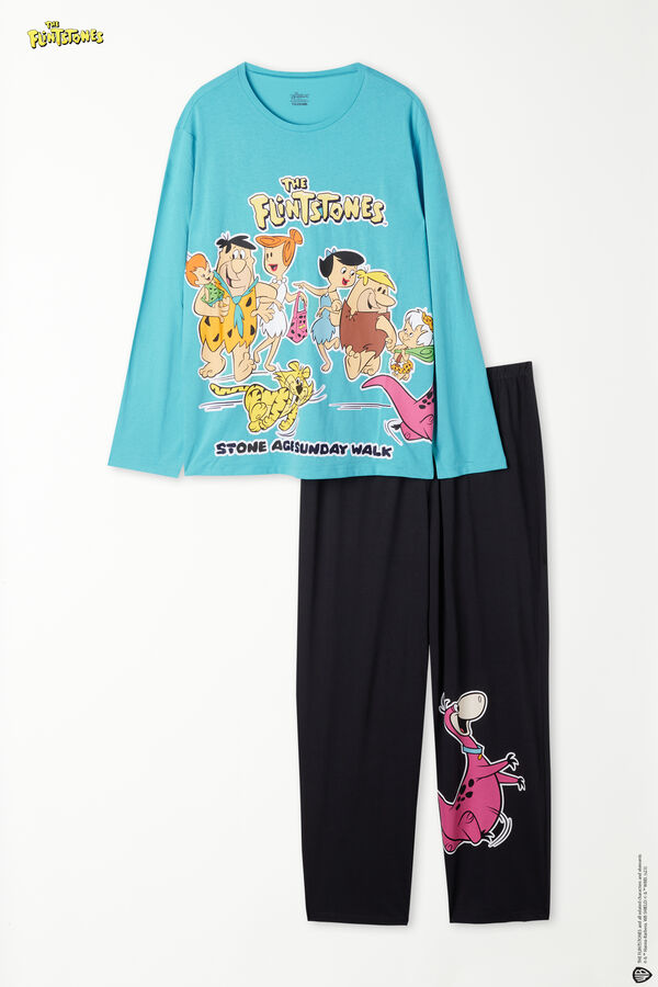 Dlouhé Bavlněné Pyžamo s Potiskem Flintstones  