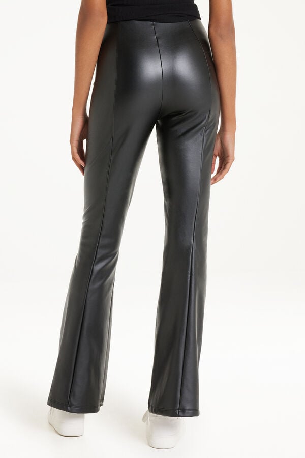 Thermal Coated-Effect Flared Pants  