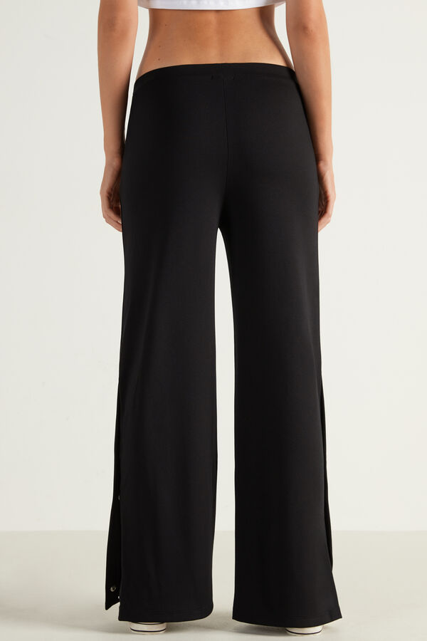 Milano-Stitch Palazzo Pants With Buttons  