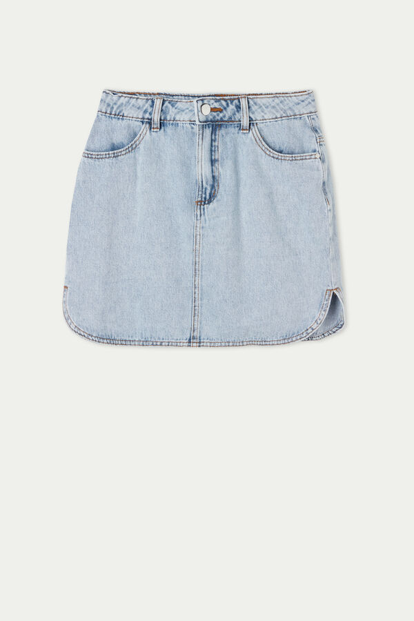 Four-Pocket Denim Mini Skirt  
