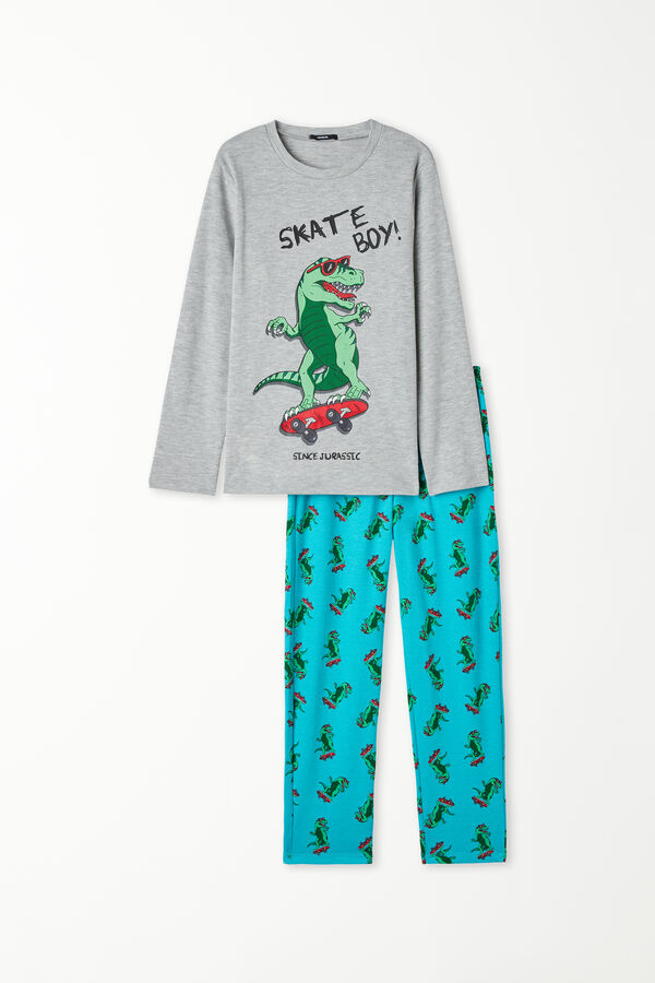 Boys’ Skateboy Print Long Cotton Pyjamas  