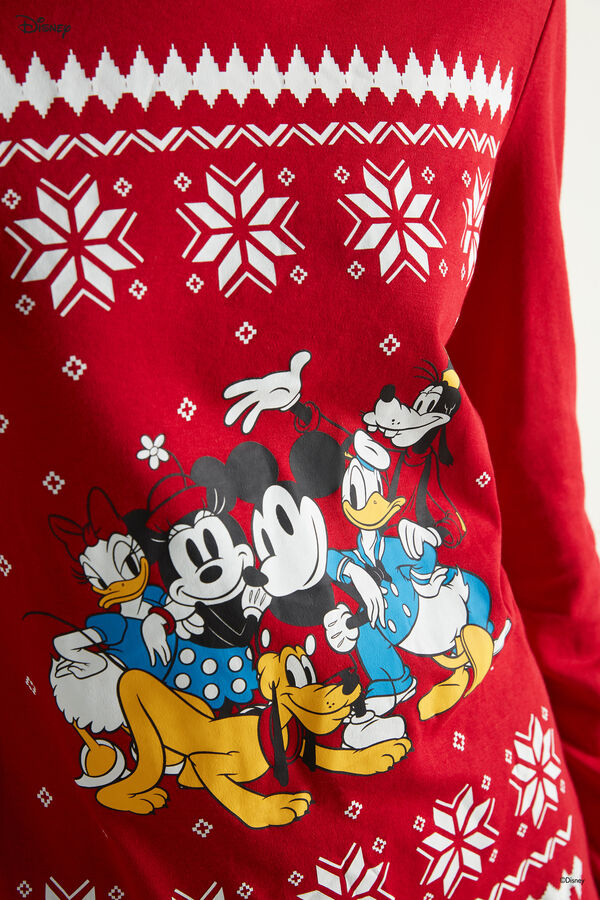 Dlouhé Bavlněné Pyžamo s Vánočním Disneyovským Vzorem Mickey Mouse  
