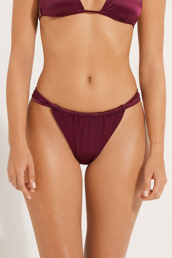 Panty Brasileña de Bikini Deslizante Burdeos Shiny  