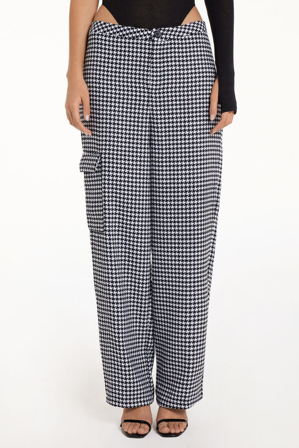 High-Waist Warm Tweed Cargo Trousers  