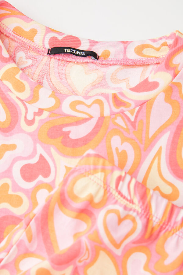 Girls’ Short Cotton Heart Print Pyjamas  