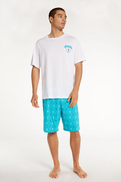 Kurzer Pyjama für Herren aus Baumwolle mit Golf-Print