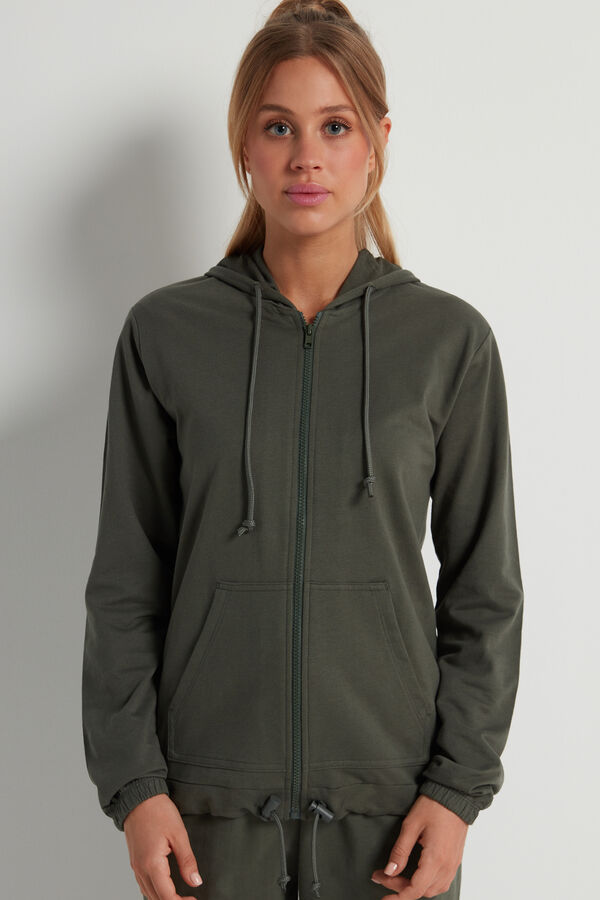 Hooded Sweatshirt with Zip and Drawstring  