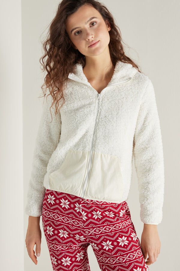 Hooded Fleece Sweatshirt/Bathrobe with Zip  
