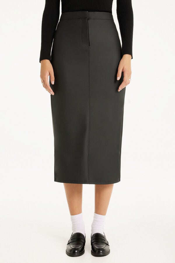 Opaque-Effect Coated Longuette Skirt  
