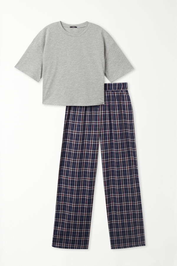 Short-Sleeved Pyjamas with Long Canvas Bottoms  
