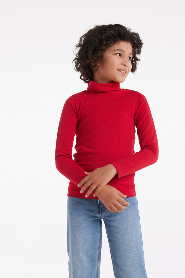 Kids’ Unisex Long-Sleeved Thermal Cotton Turtleneck Top  