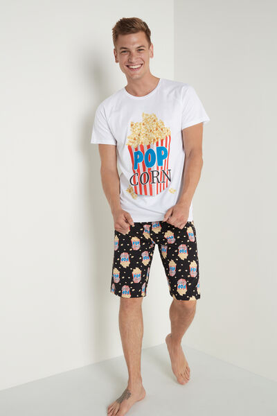 Pijama Curto Homem Estampado Pop Corn