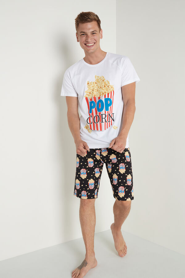 Pijama Corto de Hombre con Estampado Pop Corn  