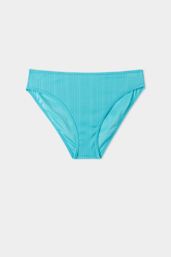 Turquoise Ribbed Recycled Microfiber Classic Bikini Bottoms  