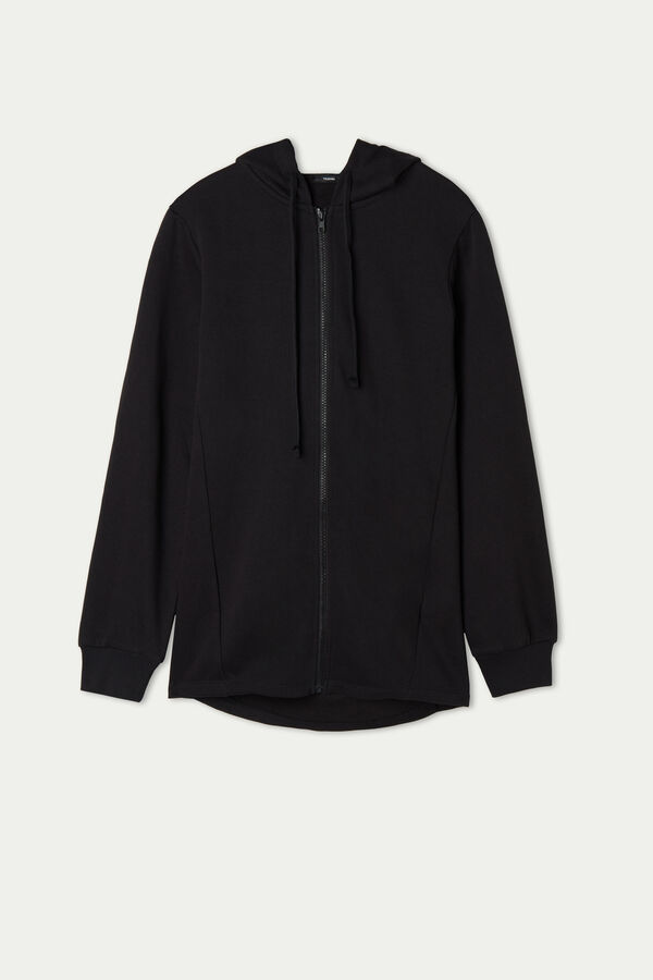 Asymmetric Sweatshirt with Zip and Hood  