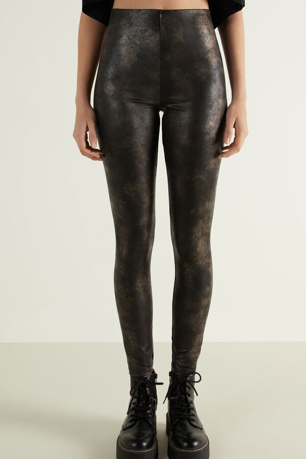 Coated-Effect Shaded Thermal Leggings  
