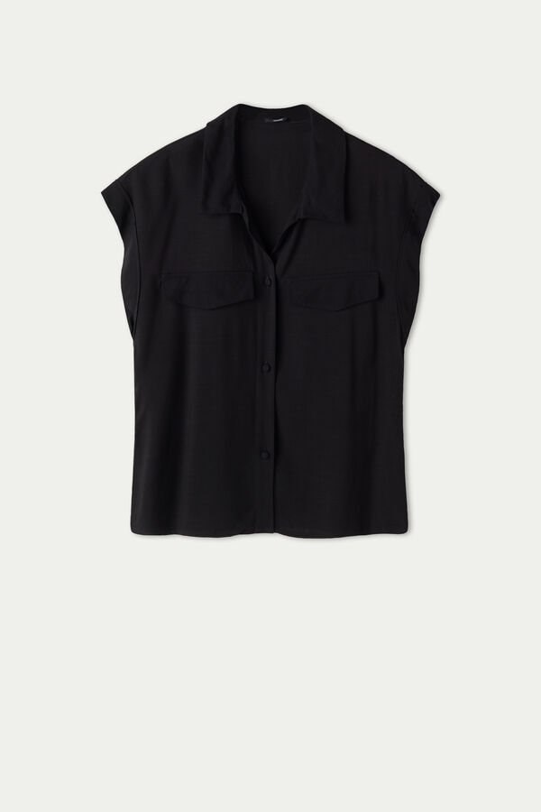 Sleeveless Canvas Shirt with buttons  