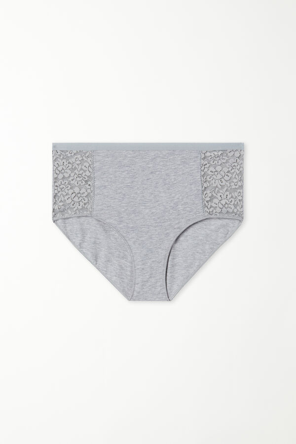 Recycled Cotton and Lace High-Leg Panties  