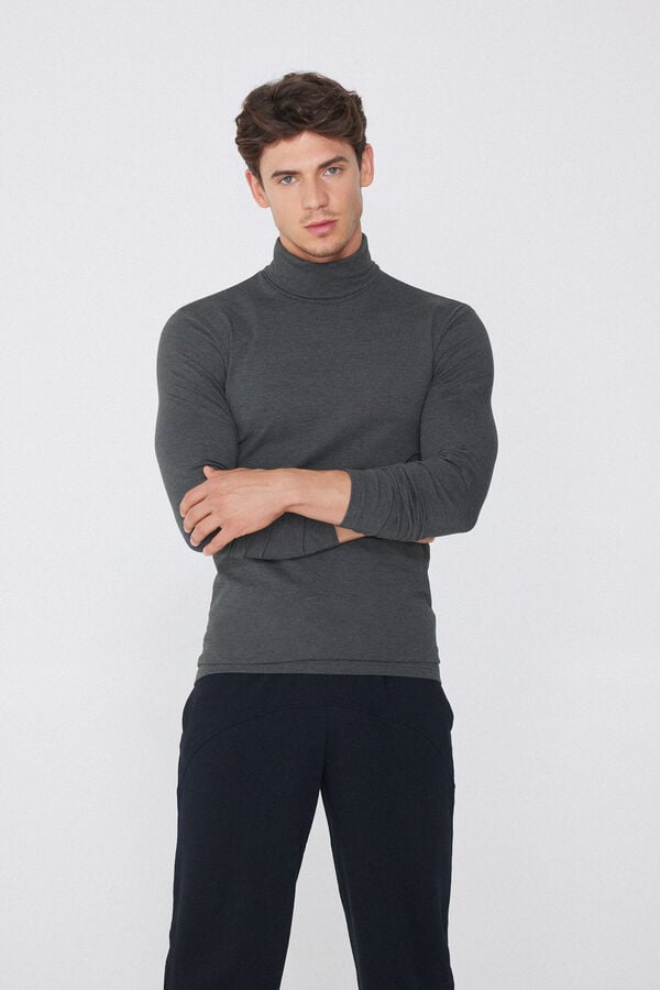Maglia Collo Alto in Cotone Termico con Manica Lunga  