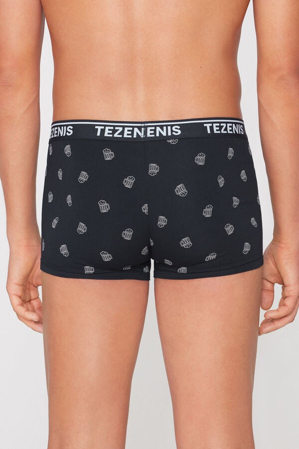 Printed Cotton Boxers with Contrasting Trim and Logo  