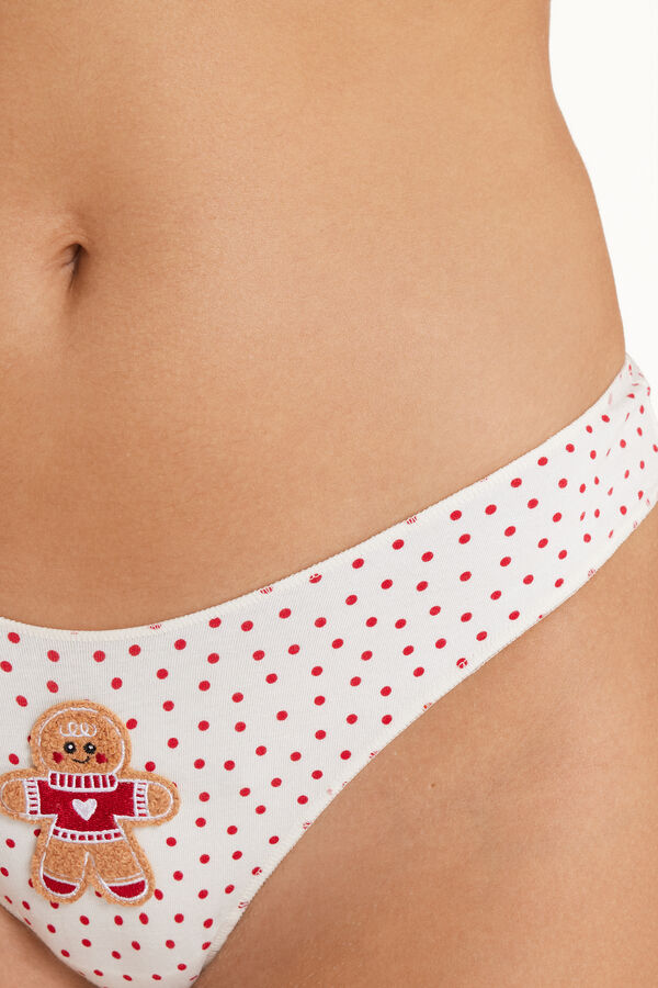 Cotton Brazilian Panties with Gingerbread Patch  